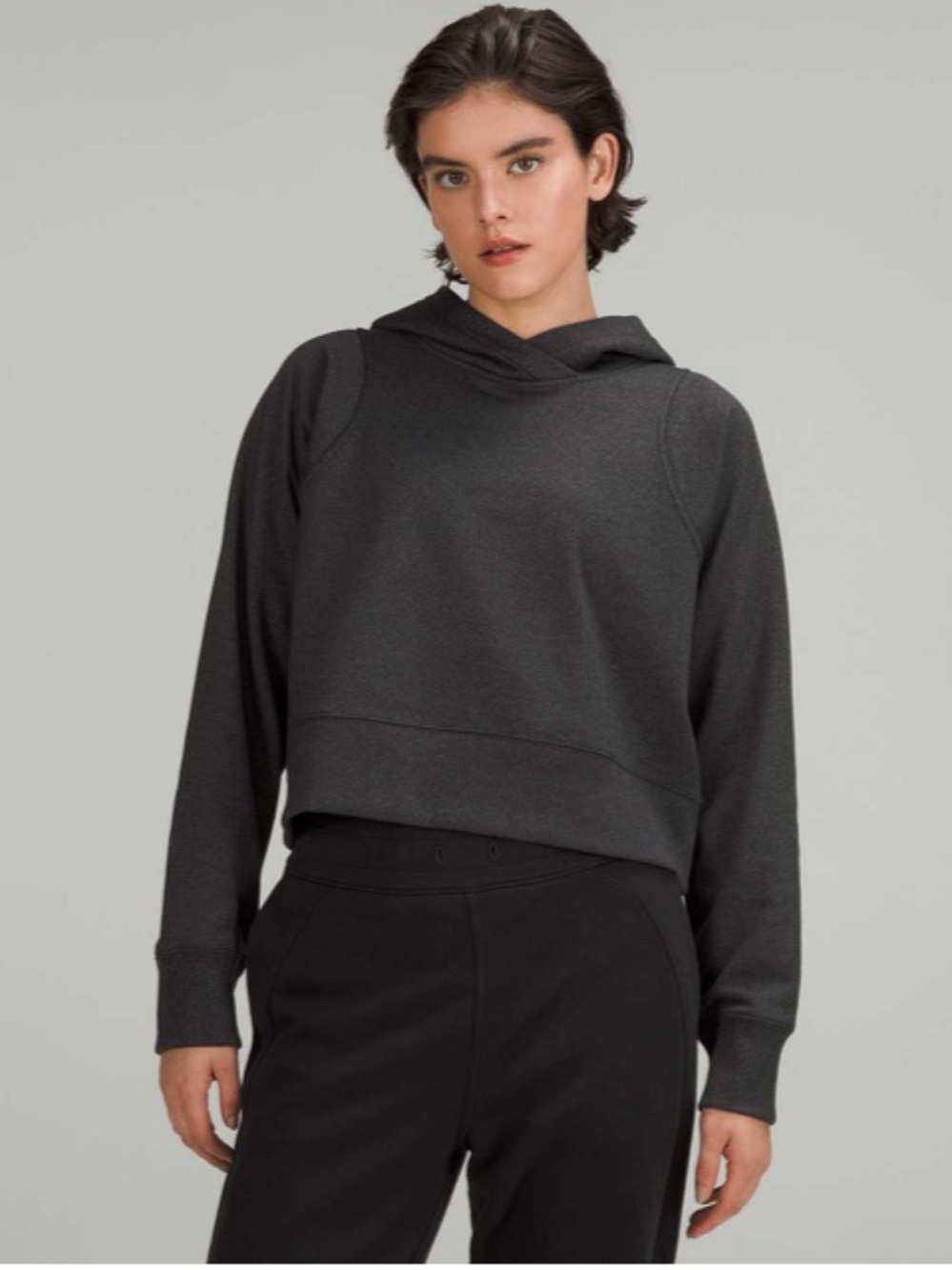 LULULEMON Loungeful Cropped Hoodie *spark Black/Gray size 10